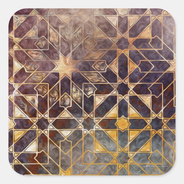 Mystic Tiles I Quadratischer Aufkleber (Vorderseite)