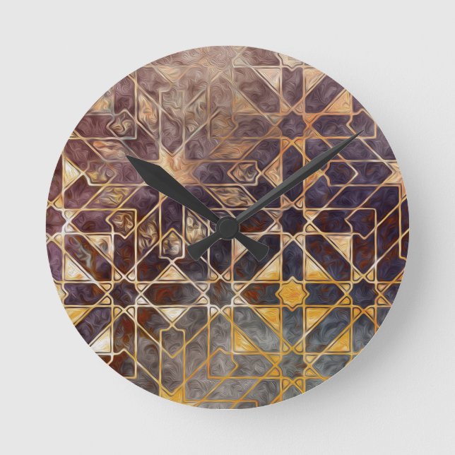 Mystic Tiles I Runde Wanduhr (Vorderseite)
