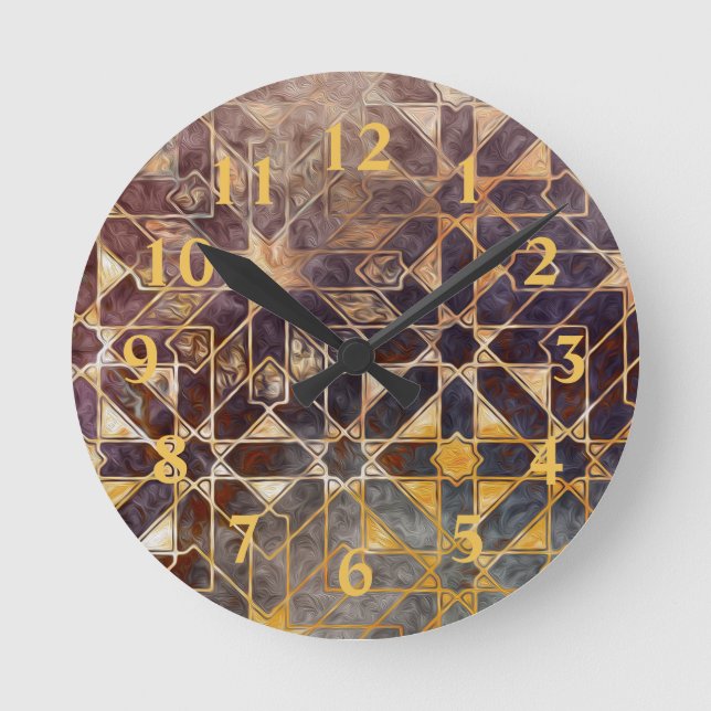 Mystic Tiles I Runde Wanduhr (Vorderseite)