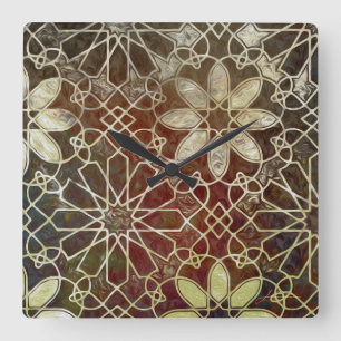 Mystic Tiles II Quadratische Wanduhr