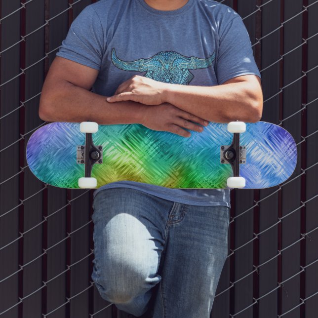 Mystic Topaz Blue Glassy Texture Skateboard (Außenbereich 3)