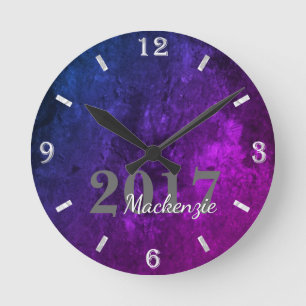 Mystic-Topaz Grad   Year Blue Pink Lila Ombre   Runde Wanduhr