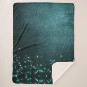 Mystic Twilight Stars Tief Aquamarin grünes Neon Sherpadecke