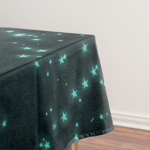 Mystic Twilight Stars Tief Aquamarin grünes Neon Tischdecke
