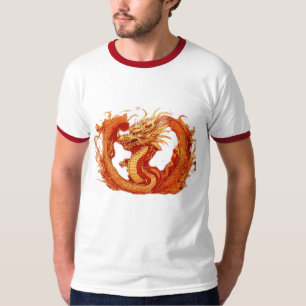 Mystic Unity: Red & Golden Blend Print T - Shirt