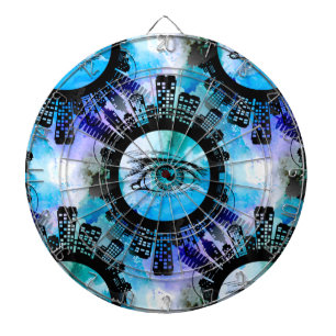 Mystic Urban Eye - Abstraktes Stadtbild im Coolen Dartscheibe