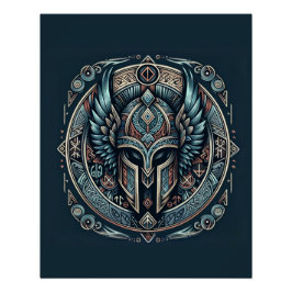 Mystic Viking Rune Helmet Poster