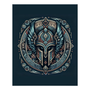 Mystic Viking Rune Helmet Poster