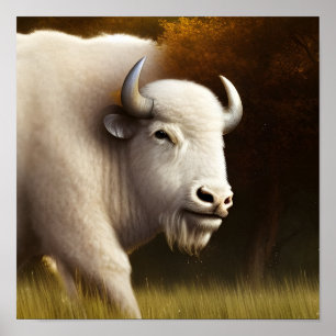 Mystic White Buffalo Digital Art Poster
