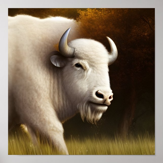 Mystic White Buffalo Digital Art Poster (Vorne)