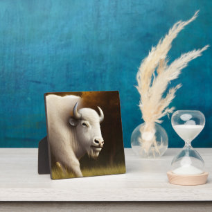 Mystic White Buffalo Digital Art Tabletop Fotoplatte