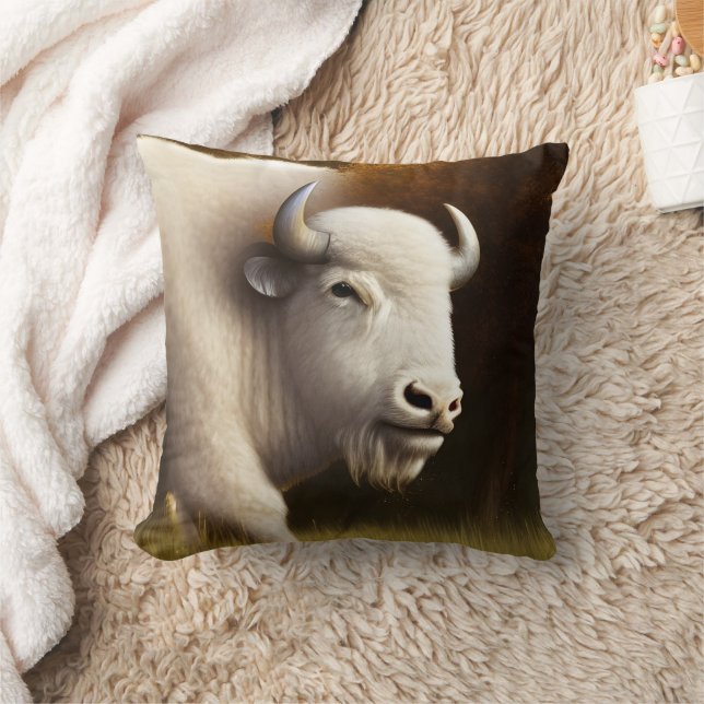 Mystic White Buffalo Digitale Kunst Kissen (Decke)