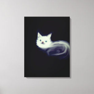 Mystic White Kitten Leinwand Wall Art-Blue-Mit Aug