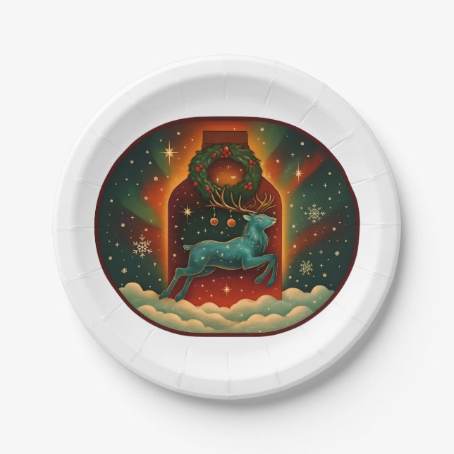 Mystic Winter Stag Pappteller (Vorderseite)