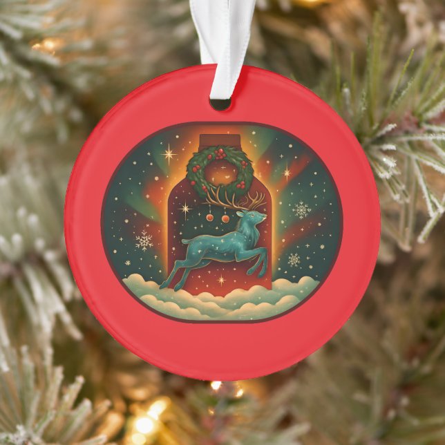 Mystic Winter Stag-Red Ornament (Baum)