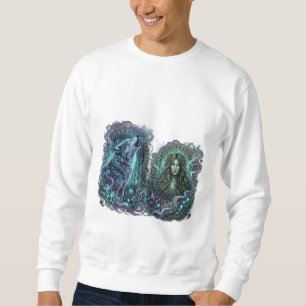 Mystic Wolf & Waldgöttin Kunst Sweatshirt