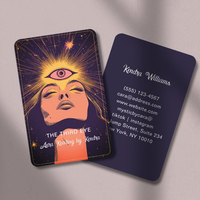 Mystic Woman Eye Dark Blue Gold Visitenkarte (Mystic Woman Eye Dark Blue -Gold Business Card)