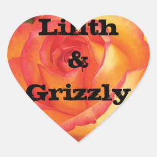 Mystic Yellow Rose Personalisiert Wedding Herz-Aufkleber