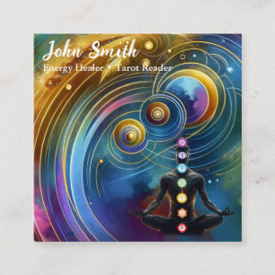 Mystical Amethyst Chakras Reiki Meditation Yoga Quadratische Visitenkarte