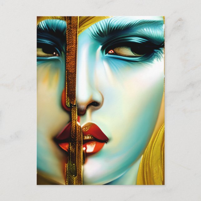 Mystical Beauty Golden Goddess Postkarte (Vorderseite)