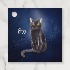 Mystical Black Cat Halloween-Geschenkegel Geschenkanhänger