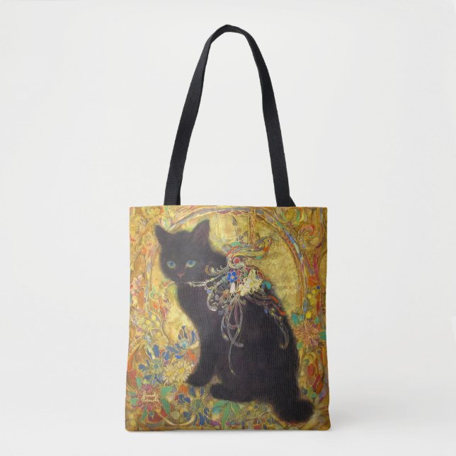 Mystical Black Cat in Golden Nihonga (Vorderseite)