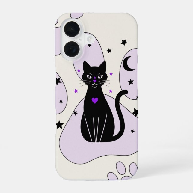 Mystical Black Cat iPhone Case - Hexliches Geschen iPhone 16 Hülle (Rückseite)