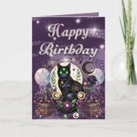 Mystical Black Cat Witchy Birthday Celestial Thema