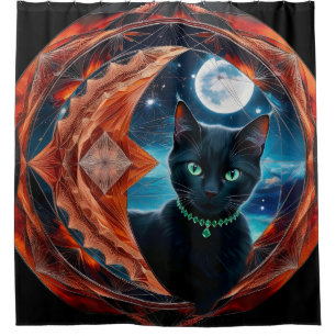 Mystical Black Celestial Mandala Duschvorhang