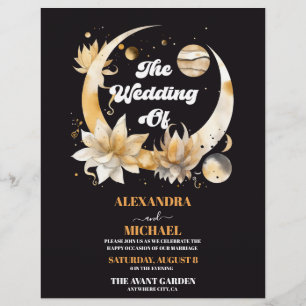 Mystical Black Gold Celestial Wedding Flyer