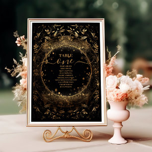Mystical Black Gold Celestial Wedding Tischnummer
