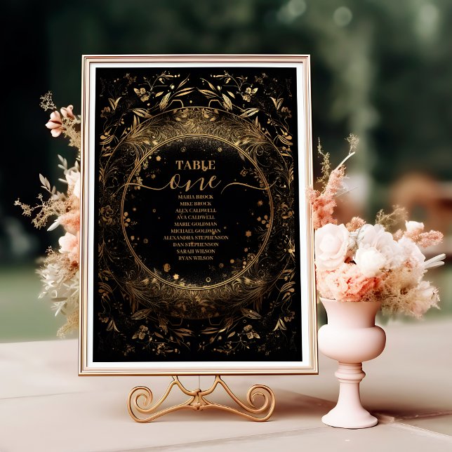 Mystical Black Gold Celestial Wedding Tischnummer (Von Creator hochgeladen)