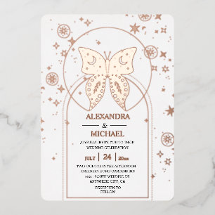 Mystical Black Gold Celestis Stars Wedding Folieneinladung