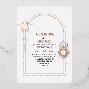 Mystical Black Gold Celestis Stars Wedding Folieneinladung