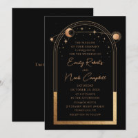 Mystical Black Gold Sun Moon Astronomie Hochzeit