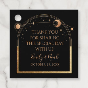 Mystical Black Gold Sun Moon Astronomie Hochzeit Geschenkanhänger