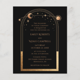 Mystical Black Gold Sun Moon Foto Hochzeit Flyer