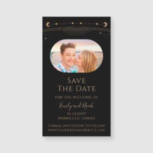 Mystical Black Gold Sun Moon Star Save the Date Magnetkarte