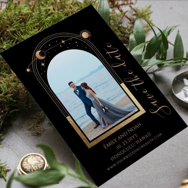 Mystical Black Gold Sun Moon Star Space Save The Date (Von Creator hochgeladen)