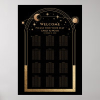 Mystical Black Gold Sun Moon Stars Hochzeit