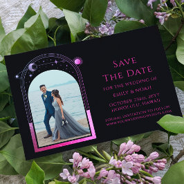 Mystical Black Lila Sun Moon Star Astronomie Save The Date