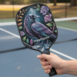 Mystical Black Raven Art Pickleball Schläger