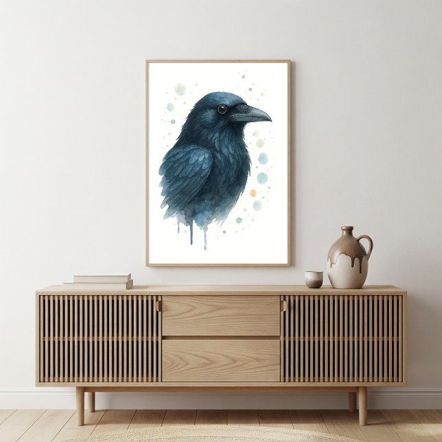 Mystical Black Raven Watercolor Portrait Poster (Von Creator hochgeladen)