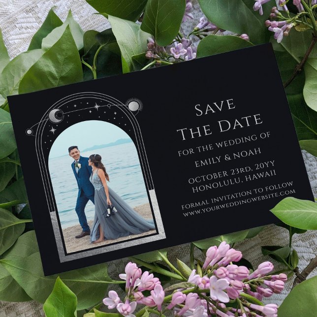 Mystical Black Silver Sun Moon Star Astronomie Save The Date (Von Creator hochgeladen)