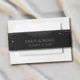 Mystical Black Silver Sun Moon Stars Hochzeit Einladungsbanderole