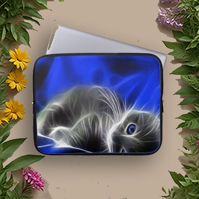 Mystical Blue Abstrakt Glows Cat Laptopschutzhülle (Von Creator hochgeladen)
