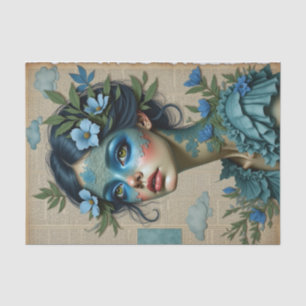 Mystical Blue Dreamer mit Spitzenmaske Frühjahr Seidenpapier