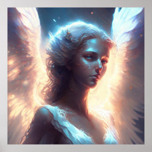 Mystical Blue Mit Augen Angel Poster