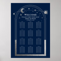 Mystical Blue Silver Sun Moon Stars Hochzeit