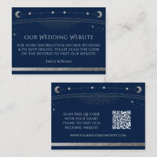 Mystical Blue Silver Wedding Website UAWG QR Code Begleitkarte
